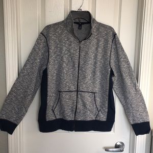 Gap Full Zip Sweatshirt Heather Grey & Navy Blue